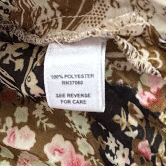 Cato Tunic Top Brown Boho Floral Crinkle Stretch Embellished VNeck - Picture 10 of 11